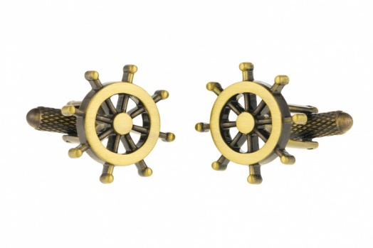 Burnished Gold Colour Ships Wheel Cufflinks